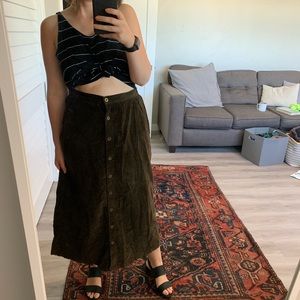 Brown corduroy button up skirt